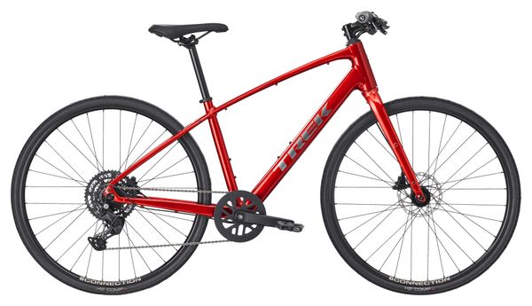 Bicicletta fitness Trek FX 2 Stepover con cambio Shimano Cues 9V, manubrio da 700 mm, rosso, 4ª generazione