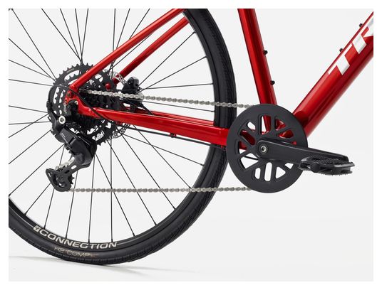 Bicicletta fitness Trek FX 2 Stepover con cambio Shimano Cues 9V, manubrio da 700 mm, rosso, 4ª generazione