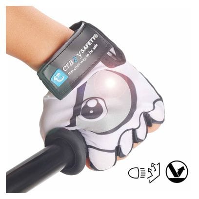 Gants Vélo Enfant | Blanc | Crazy Safety | Yeux Réfléchissants