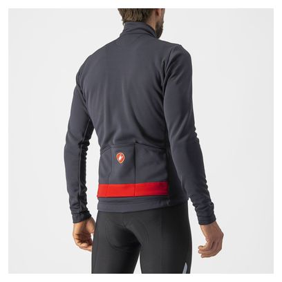 Maglia Castelli Puro 3 Fz Grigio Scuro / Rosso Reflex