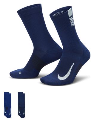 Nike Unisex Socken Multiplier Crew (2 Paar) Blau Weiß