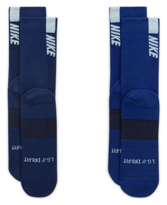 Chaussettes Unisexe Nike Multiplier Crew (2 Paires) Bleu Blanc