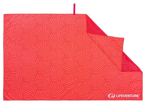 Asciugamano Lifeventure SoftFibre stampato in tessuto riciclato geometrico rosso corallo