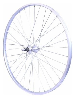 Roue velo urbain 650 x 35b ar ecrou axe plein jante alu argent rl a visser 5/6/7v 36t