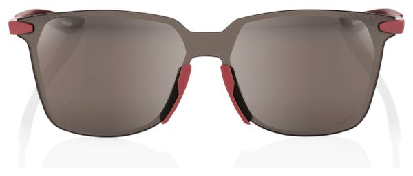 100% Legere Square Red / Silver Mirror Sunglasses