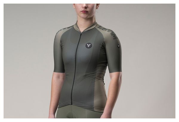 LeBram Glières Women's Jersey met korte mouwen Khaki Green