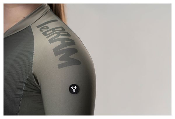 LeBram Glières Women's Jersey met korte mouwen Khaki Green