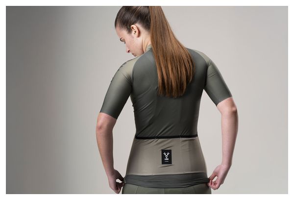 LeBram Glières Women's Jersey met korte mouwen Khaki Green