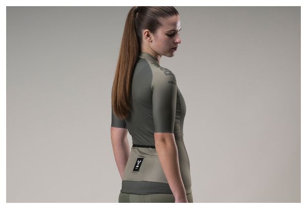 LeBram Glières Women's Jersey met korte mouwen Khaki Green