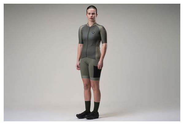 LeBram Glières Women's Jersey met korte mouwen Khaki Green