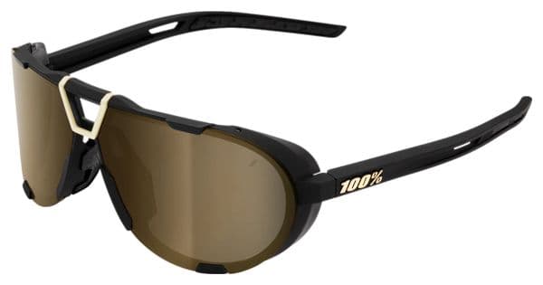 100% Westcraft Soft Tact Schwarze Sonnenbrille - Gold verspiegelte Gläser