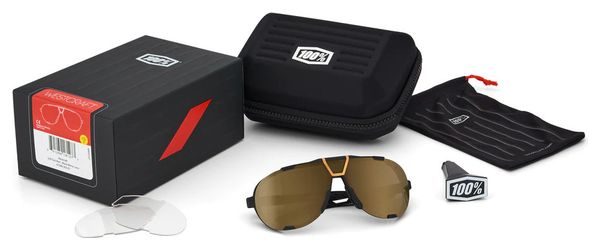 Lunettes de Soleil 100% Westcraft Soft Tact Noir - Verres Miroir Or