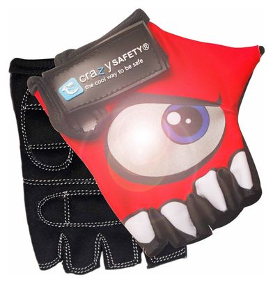 Gants Vélo Enfant | Rouge | Crazy Safety | Yeux Réfléchissants