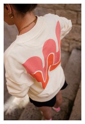 Dames Rosie Print Beige/Rose Sweatshirt met lange mouwen