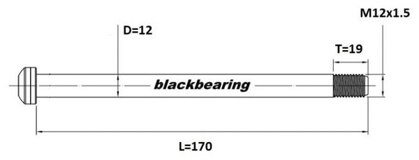 Eje trasero con rodamiento negro 12 mm - 170 - M12x1.5 - 19 mm