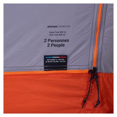 Forclaz Trek 900 Ultraleichtes 2-Personen-Zelt Grau Orange
