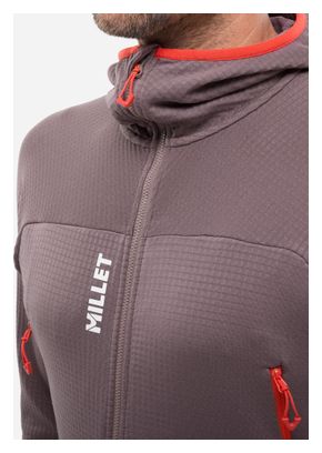 Sudadera polar Millet Fusion Grid Hoodie marrón para hombre