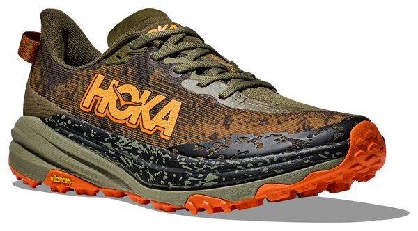 Hoka Speedgoat 6 Large 2E Khaki/Orange Men's Trail Shoes