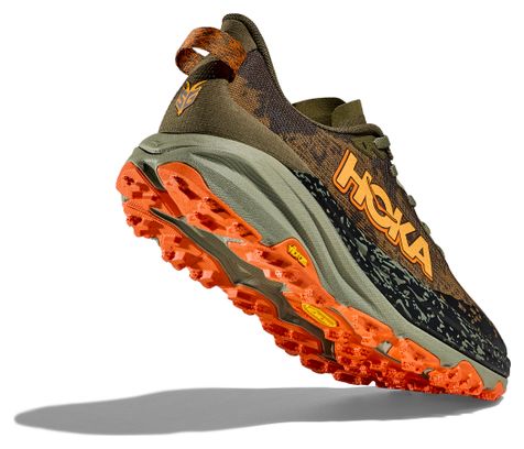 Hoka Speedgoat 6 Large 2E Khaki/Oranje Heren Trailschoenen