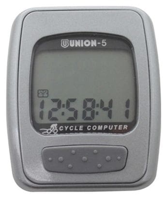 Compteur velo union 5n gris (5 fonctions)