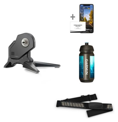 Hometrainer Tacx Flux S Smart + Garmin Herzfrequenzgurt + Trinkflasche + Tacx® Premium-Mitgliedschaft für 6 Monate