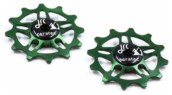 Pair of JRC Components 12-Tooth Rollers for Sram Rival/Force/Red AXS Racing Green
