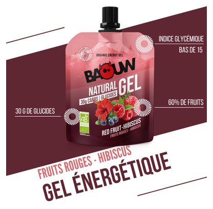 Gel Energético Natural Baouw Frutos Rojos / Hibisco 85 gramos