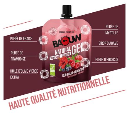 Gel Energético Natural Baouw Frutos Rojos / Hibisco 85 gramos
