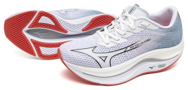 Chaussures de Running Mizuno Wave Rebellion Flash 2 Blanc Rouge Femme