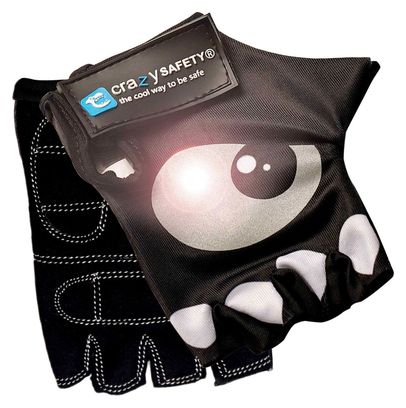 Gants Vélo Enfant | Noir | Crazy Safety | Yeux Réfléchissants