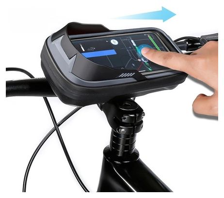 Grey bike handlebar bag with touch phone holder WILD MAN