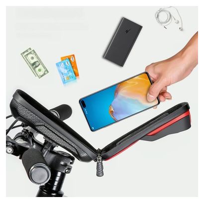 Grey bike handlebar bag with touch phone holder WILD MAN
