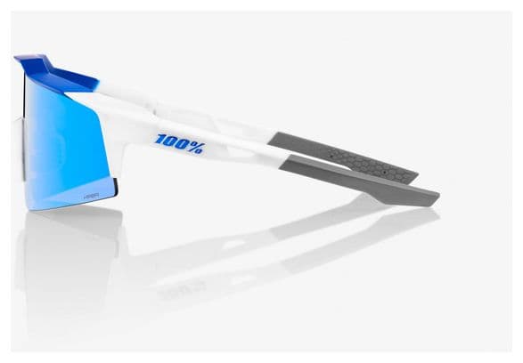 Lunettes 100% Speedcraft SL Blanc Mat / Miroir Hiper Bleu + Verre Transparent