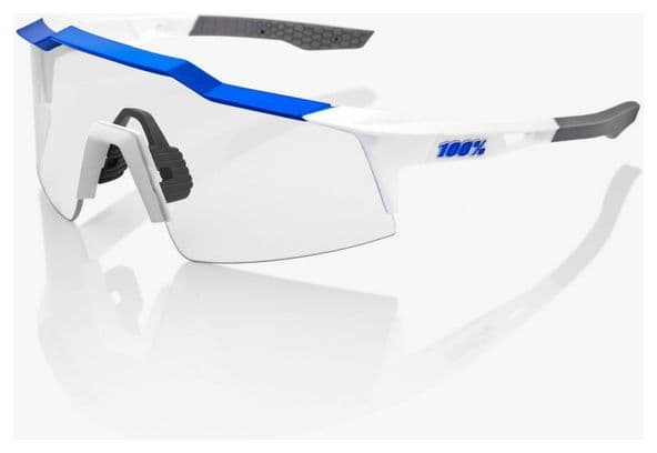 Gafas de sol 100% Speedcraft SL Blanco Mate / Azul Hiper Espejo + Lente Transparente