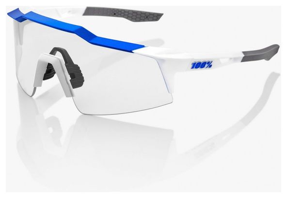 100% Speedcraft SL Sonnenbrille Mattweiß / Hiper Blue Mirror + Clear Lens