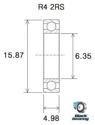 Black Bearing R4-2RS 6,35 x 15,88 x 4,98 mm