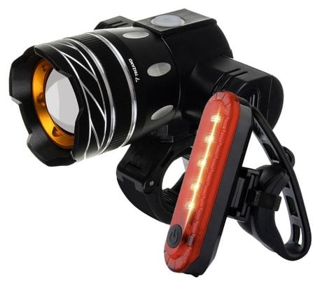 Kit lumière vélo CREE LED Lumière avant et arrière - Noir