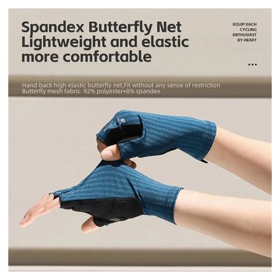 Gants antidérapants unisexes  respirants  demi-doigts - Bleu