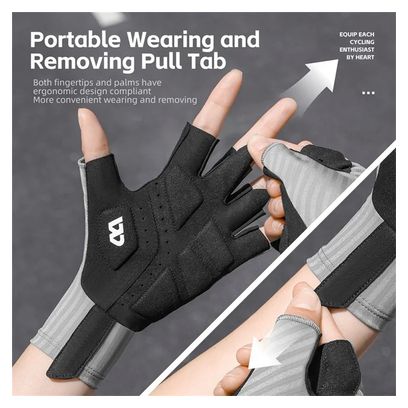 Gants antidérapants unisexes  respirants  demi-doigts - Bleu