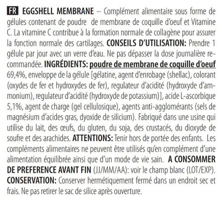 Eggshell Membrane (60 Caps) - Biotech Usa -  Soin Articulations