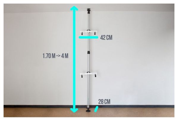 Support de Rangement Télescopique Storag 2 Vélos Gris