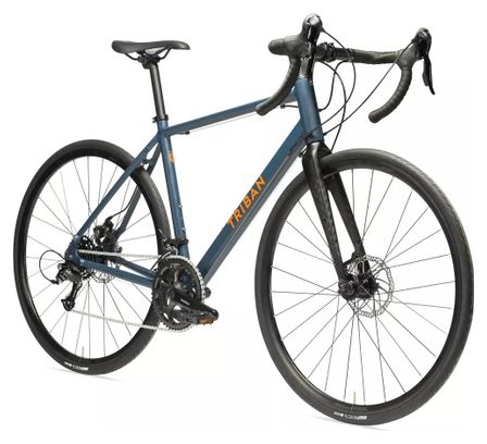 Vélo de Route TRIBAN Cyclotourisme RC 120 Disc Shimano 8V Marine/Orange