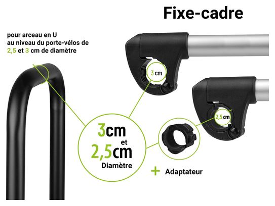 Eufab -  Fixe-cadre À Strap Inclinable Amovible Ø 25 + 30 Mm Et Antivol 27 Cm - Porte-vélos Eufab