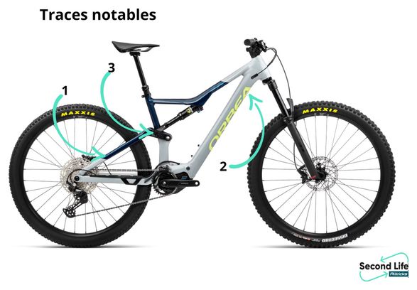 Produit Reconditionné - VTT Électrique Tout-Suspendu Orbea Rise H30 Shimano Deore 12V 540 Wh 29'' Gris Iceberg Bleu Moondust 2023