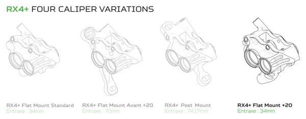 Hope RX4+ Flat Mount Rear Brake Caliper + 20mm Shimano Mineral Orange HBSPC78C