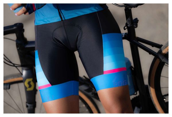 Cuissard Velo Avec Bretelless Rogelli Impress II - Femme - Bleu/Rose/Noir