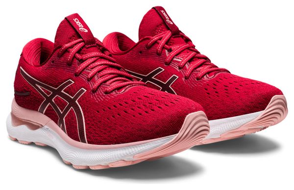 Chaussures Running Asics Gel Nimbus 24 Rouge Rose Femme