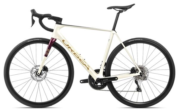 Orbea Orca M30i Bicicletta da strada Shimano 105 Di2 12S 700 mm Avorio Bianco Rosso Borgogna 2024
