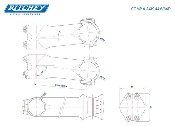 Producto Reacondicionado - Potencia Ritchey Comp 4 Ejes +/- 6° Negro