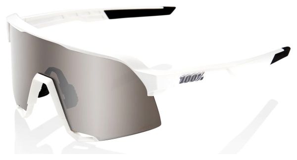 100% S3 Sunglasses Matte White / Hipper Silver Lens